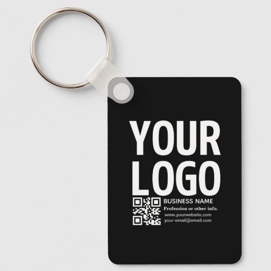 Porte-clés Votre logo avec code QR et texte modifiables (Recto)