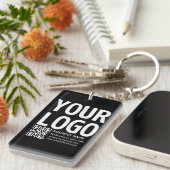 Porte-clés Votre logo avec QR code et texte modifiables (Devant droit)