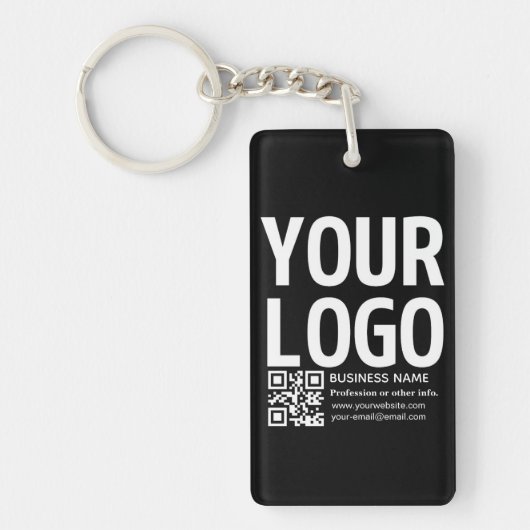 Porte-clés Votre logo avec QR code et texte modifiables (Devant)