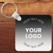 Porte-clés Votre logo | Dégradé noir & blanc moderne modifiab (Recto)