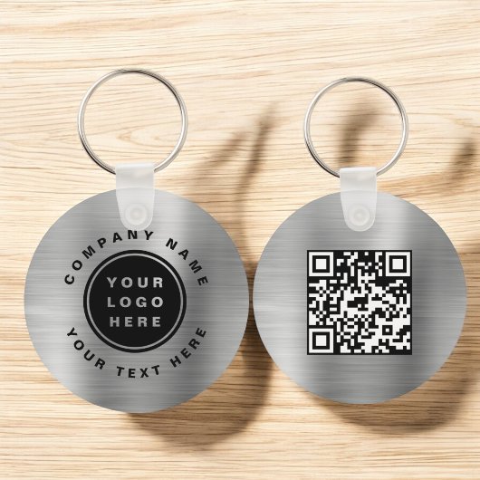 Porte-clés Votre logo d'entreprise Code QR Business Silver