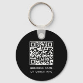Porte-clés Votre logo d'entreprise et code QR Simple rond noi (Verso)