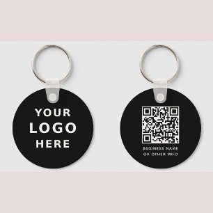 Porte-clés Votre logo d'entreprise et code QR Simple rond noi