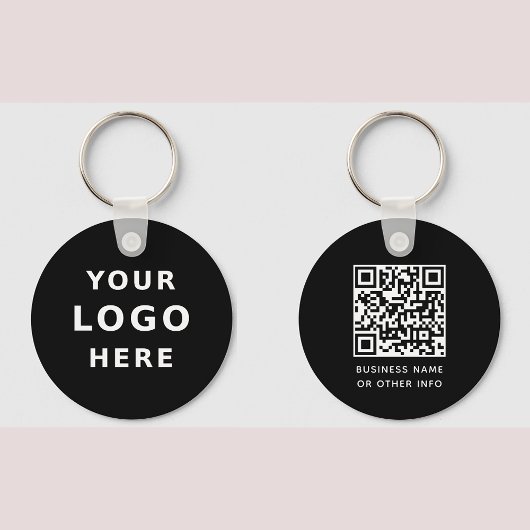 Porte-clés Votre logo d'entreprise et code QR Simple rond noi