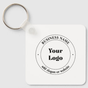 Porte-clés Votre logo d'entreprise et texte promotionnel Bl
