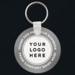 Porte-clés Votre logo d'entreprise sur le Merci gris argent<br><div class="desc">Votre logo d'entreprise sur le porte - clé personnalisé Merci avec texte personnalisé dans un design moderne et professionnel. Minimaliste et unisexe,  pour tout âge et toutes occasions.</div>