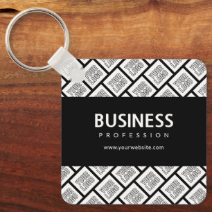 Porte-clés Votre logo en motif mosaïque et nom d'entreprise m