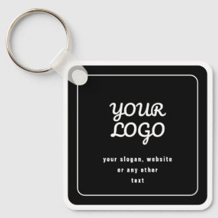 Porte-clés Votre logo et slogan ou autre texte Noir et blan