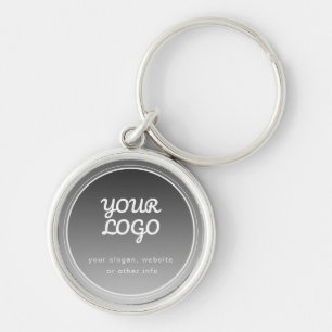 Porte-clés Votre logo et texte modifiable Dégradé gris fonc