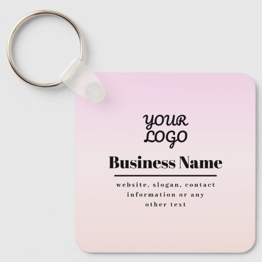 Porte-clés Votre logo et texte | Ombré rose et pêche (Recto)