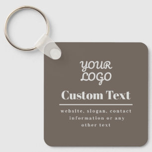 Porte-clés Votre Logo Moderne Rétro Beige & Gris Clair