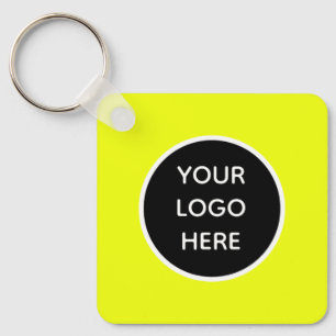 Porte-clés Votre logo Neon Jaune Élégante Entreprise Jaune
