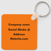 Porte-clés Votre Logo Neon Orange Élégante Entreprise (Dos)