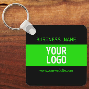 Porte-clés Votre logo ou image   Noir et vert brillant