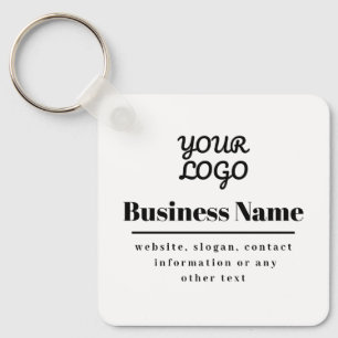 Porte-clés Votre logo Retro-Moderne Blanc & Noir