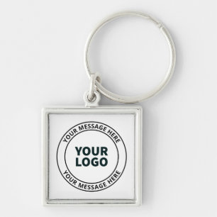 Porte-clés Votre logo téléchargé + texte circulaire modifiabl