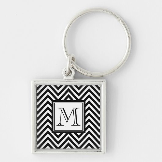 PORTE-CLÉS VOTRE MONOGRAMME, CHEVRON NOIR (Devant)