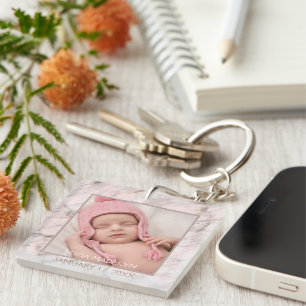Porte-clés Votre motif de marbre gris rose élégant personnali