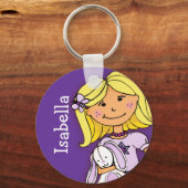 Porte-clés Votre nom 8 lettres filles blonde violet porte - c (Recto)