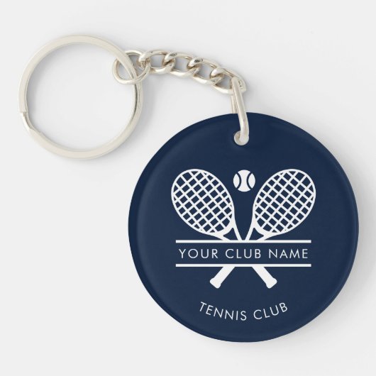 Porte-clés Votre nom Club Tennis Team Navy Blue Custom (Devant)