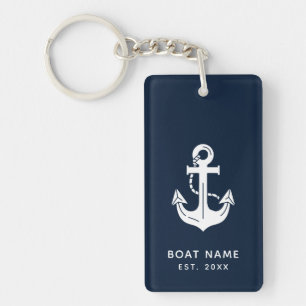 Porte-clés Votre nom de bateau Ancre Bleue