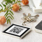 Porte-clés Votre nom d'entreprise et code QR modifiable (Côté)