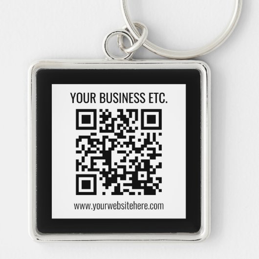 Porte-clés Votre nom d'entreprise et code QR modifiable (Devant)