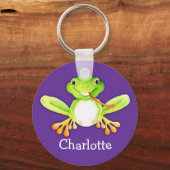 Porte-clés Votre nom mignon fun grenouille violet porte - clé (Recto)