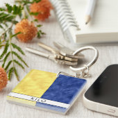 Porte-clés Votre nom + Signal Nautique Drapeau K Kilo (Devant Droit)