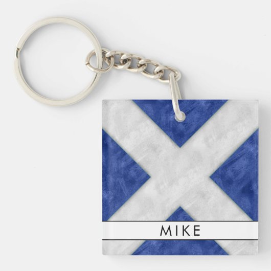 Porte-clés Votre nom + Signal Nautique Drapeau M Mike (Devant)