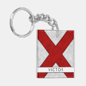 Porte-clés Votre nom + Signal Nautique Drapeau V Victor (Devant gauche)