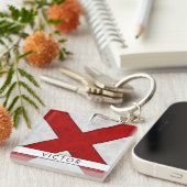 Porte-clés Votre nom + Signal Nautique Drapeau V Victor (Devant Droit)