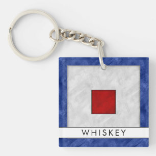 Porte-clés Votre nom + Signal Nautique Drapeau W Whiskey