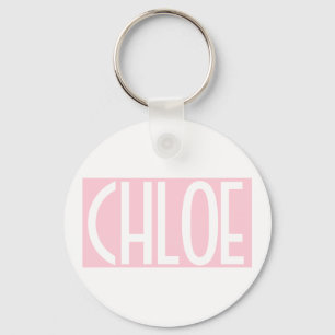 Porte-clés Votre nom Texte blanc gras sur rose clair