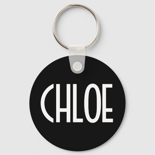 Porte-clés Votre nom, texte gras blanc | Noir (Recto)