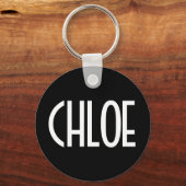 Porte-clés Votre nom, texte gras blanc | Noir (Recto)