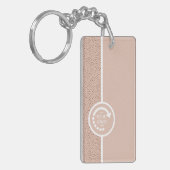Porte-clés VOTRE PROPRE LOGO avec QR CODE Beige & Terracotta (Devant gauche)