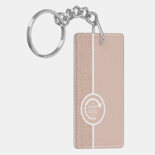 Porte-clés VOTRE PROPRE LOGO avec QR CODE Beige & Terracotta (Devant gauche)