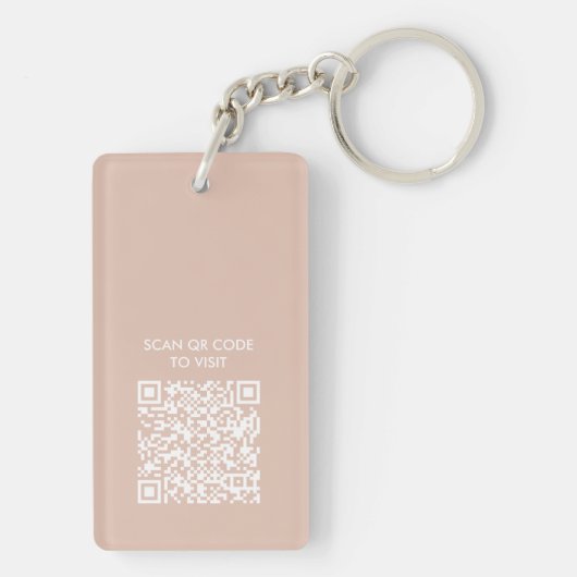 Porte-clés VOTRE PROPRE LOGO avec QR CODE Beige & Terracotta (Dos)