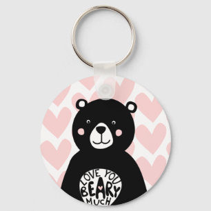 Porte-clés Vous aimez Beary beaucoup citation d'ours noir cœu