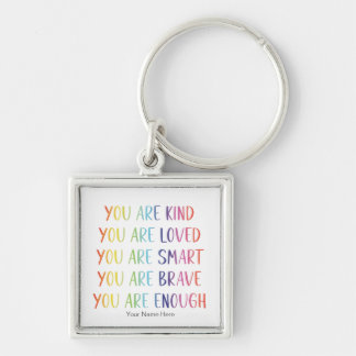 Porte-clés Vous êtes aimé Affirmations positives arc-en-ciel
