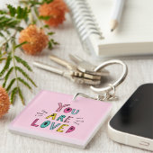 Porte-clés Vous êtes aimé Citation motivation rose (Devant Droit)