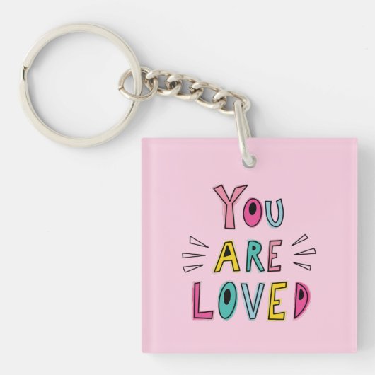 Porte-clés Vous êtes aimé Citation motivation rose (Devant)