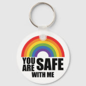 Porte-clés Vous Êtes En Sécurité Avec Moi LGBTQ Rainbow Pride (Recto)