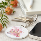 Porte-clés Vous êtes Loved Palace Pink Cloud personnalisable (Devant Droit)