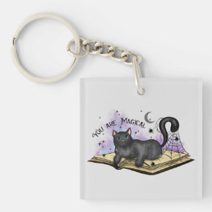Porte-clés Vous Êtes Magique - Mystique Chat Noir & Livre Vin