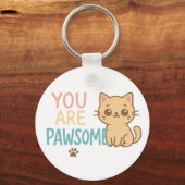 Porte-clés Vous Êtes Pawsome - Joli Cat Pun Design (Recto)