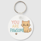 Porte-clés Vous Êtes Pawsome - Joli Cat Pun Design (Verso)
