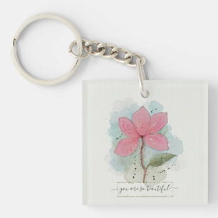 Porte-clés Vous êtes si beau Fleur aquarelle