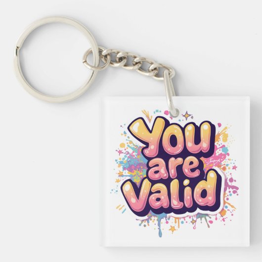Porte-clés Vous êtes valable – Citation d'affirmation arc-en- (Devant)